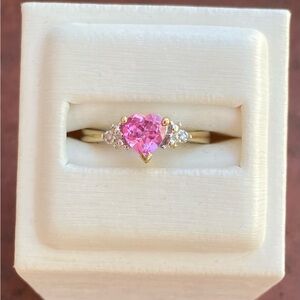 10k Pink Sapphire Ring with Diamonds